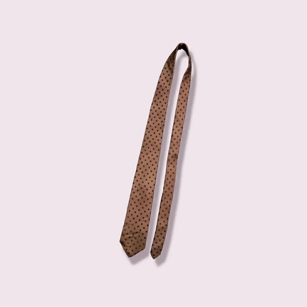 Brooks Brothers Makers Tan Geometric Print Necktie Tie Preppy | Ivy Vintage